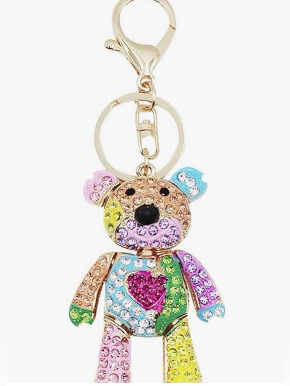 Multicolor Rhinestones Teddy Bear Bag Charm Key chain